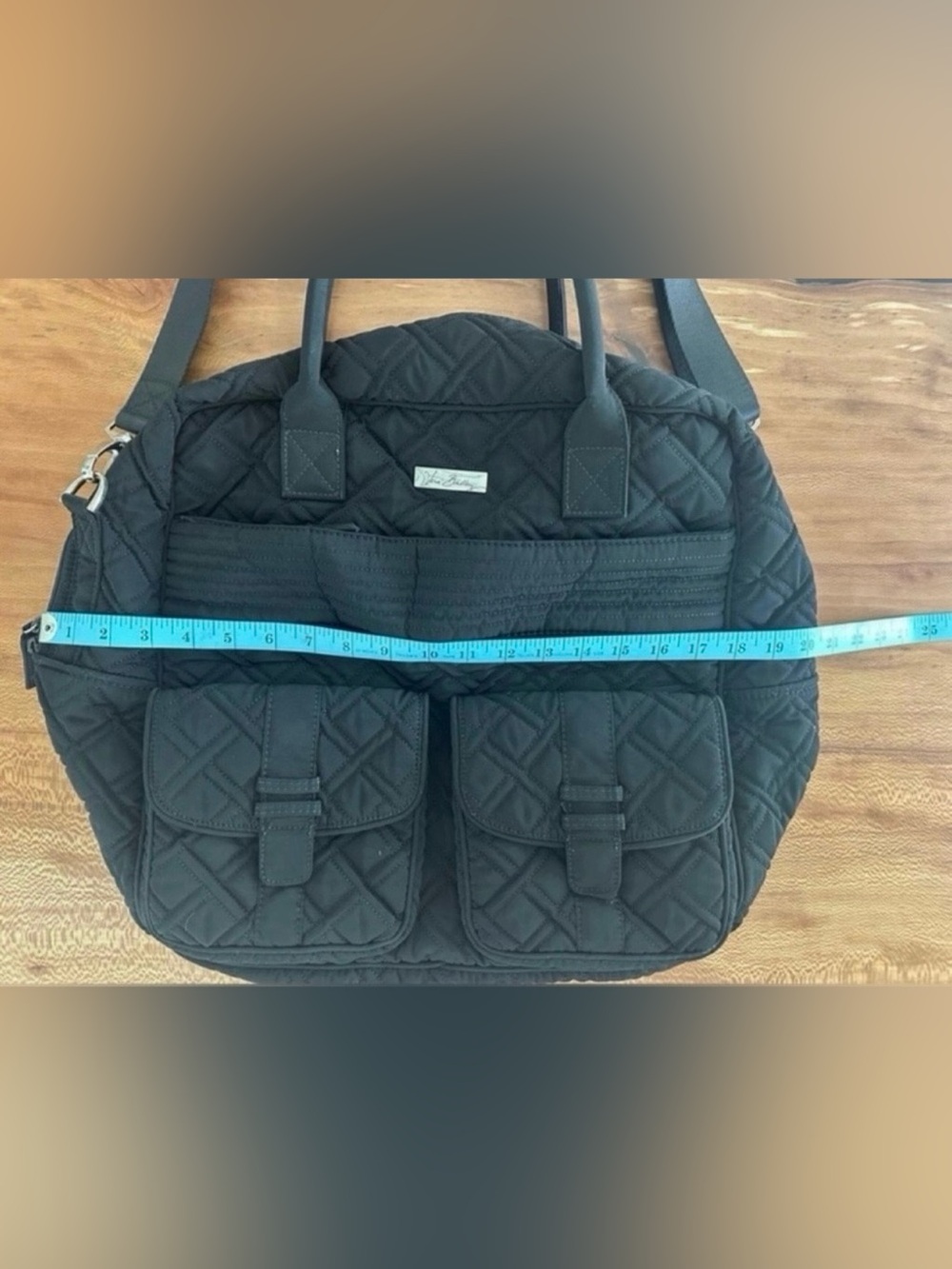 Vera Bradley Black Grand Cargo Quilted Travel Weekender Bag Removable Straps - Picture 8 of 10